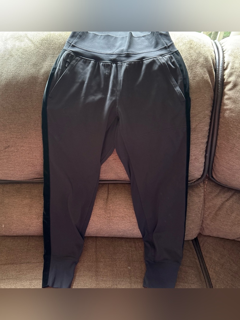 Athleta Black Venice Velvet Stripe Joggers Womens Xxs/p Ln